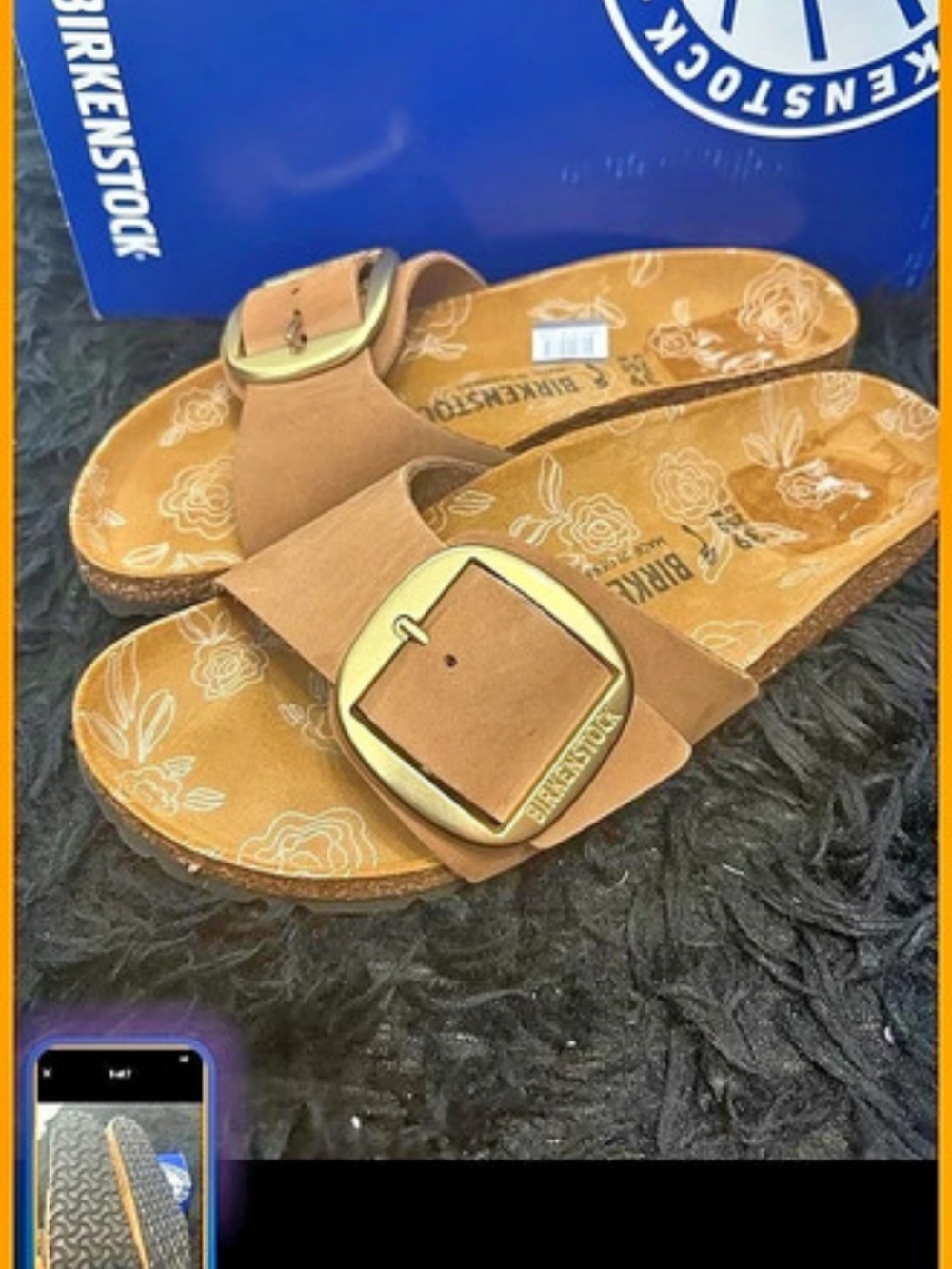 Birkenstock Madrid Big Buckle Printed Footbed - Nubuck Sandals in Brown